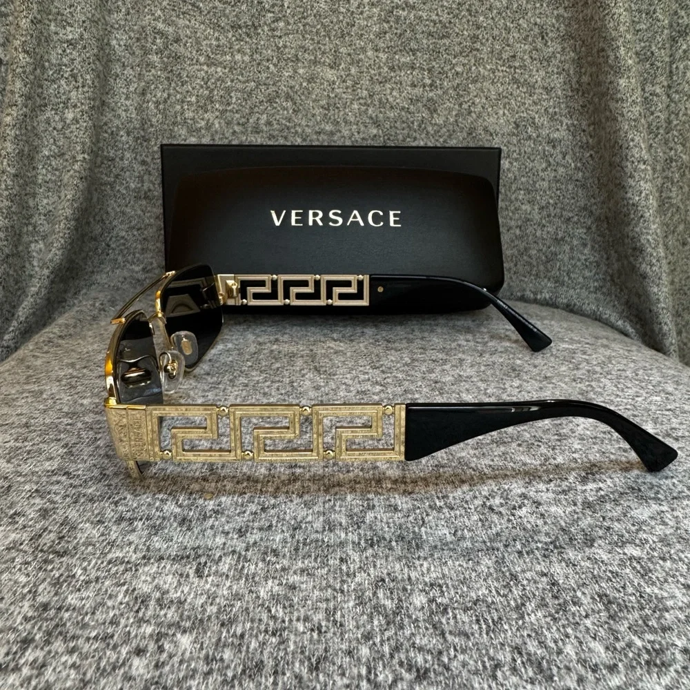 Men’s Versace Sunglasses with Gold Frame and Black Lenses